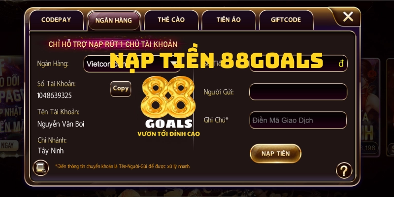 giới thiệu nạp tiền 88goals